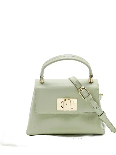 Pre-owned Furla Mini 1927 Leather Turn-lock Tote Bag In Green