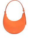 Furla Smooth Crescent Shoulder Bag With Zippered Closure In Orange