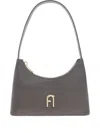 Furla Mini Diamond Leather Shoulder Bag In Gray