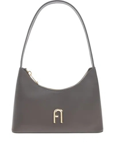 Furla Mini Diamond Leather Shoulder Bag In Gray