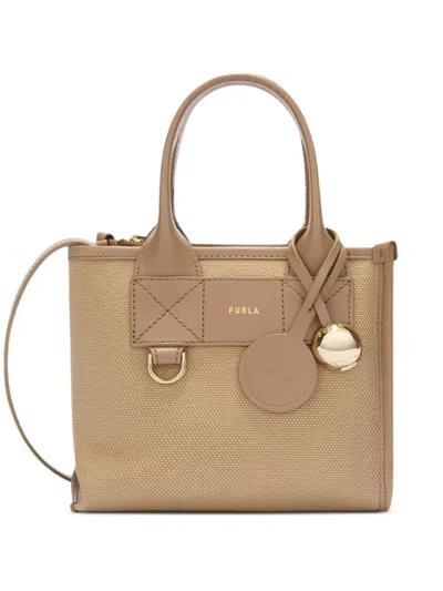 Furla Mini Divide It Tote Bag In Brown