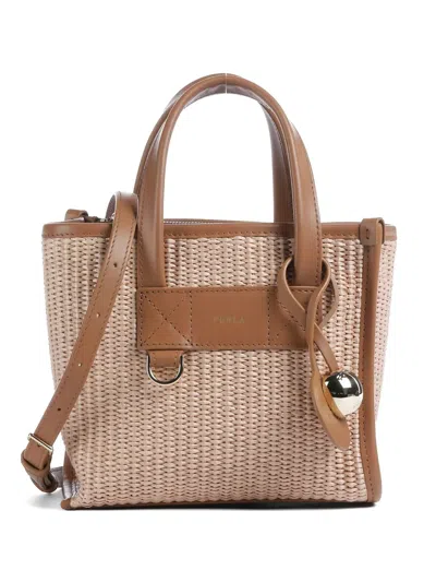 Furla Mini Divide It Tote Bag In Brown