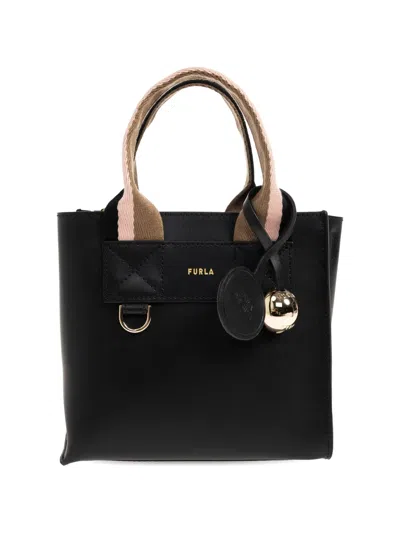 Furla Mini Divide Tote Bag In Black
