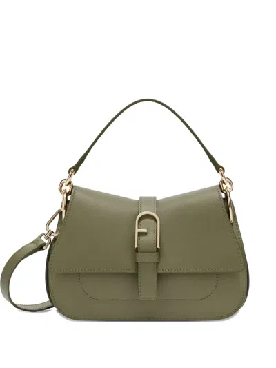 Furla Mini Flow Arch-buckle Leather Tote Bag In Green