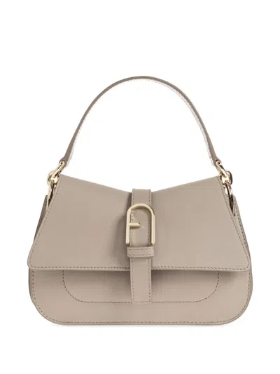 Furla Mini Flow Buckle Leather Tote Bag In Blue