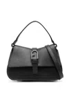Furla Mini Flow Leather Shoulder Bag In Black
