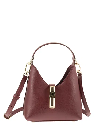 Furla Mini Hobo Bag With Trapezoidal Silhouette In Burgundy