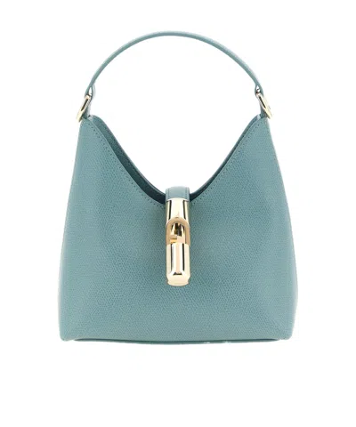 Furla Mini Iride Leather Tote Bag In Powder Blue