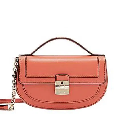 Furla Club 2 Leather Cross Body Bag In Orange