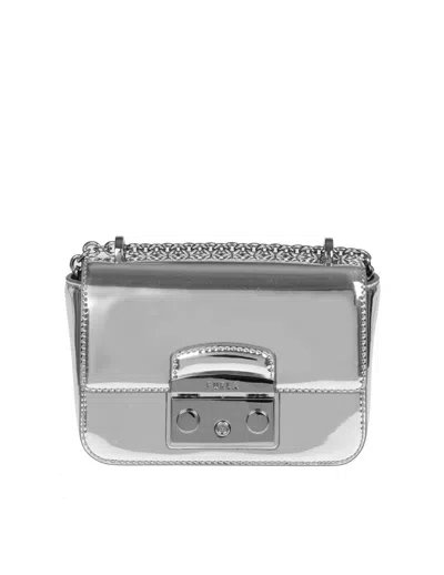 Furla Mini Metropolis Bag In Leather In Silver