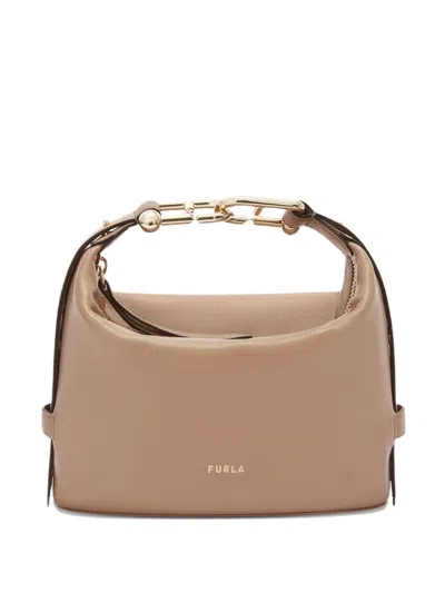 Furla Mini Nuvola Arcosfera Grained Tote Bag In Brown