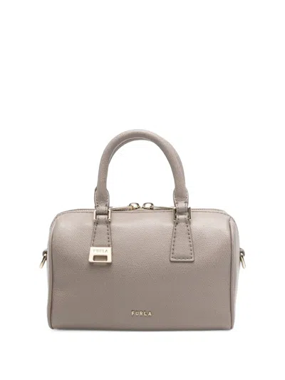 Furla Mini Olivia Boston Leather Tote Bag In Gray
