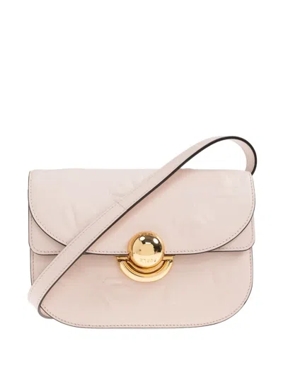 Furla Mini Sfera Embossed-leather Crossbody Bag In Neutral