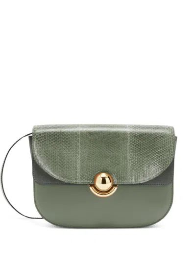 Furla Mini Sfera Snake-effect Leather Tote Bag In Green