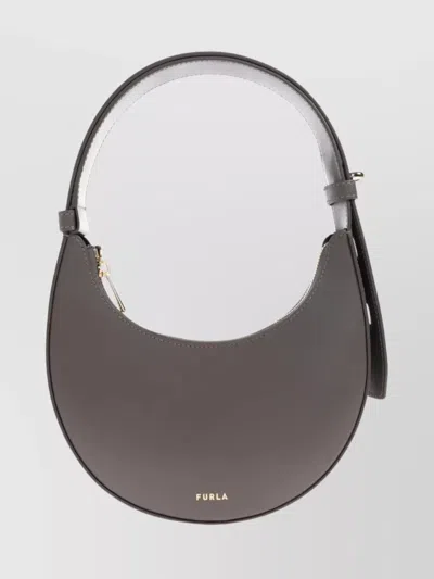 Furla Mini Shoulder Bag With Curved Top Handle In Silver