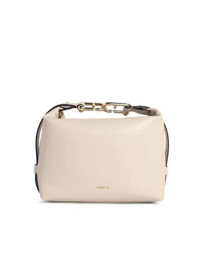 Furla Mini 'tonie' Ivory Leather Shoulder Bag In Neutral
