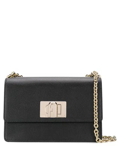 Furla Monogram Clasp Crossbody Bag In Black