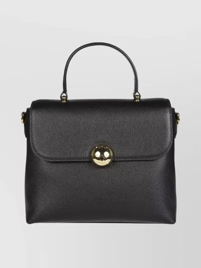 Furla Moonlight Textured Leather Shoulder Bag In Black