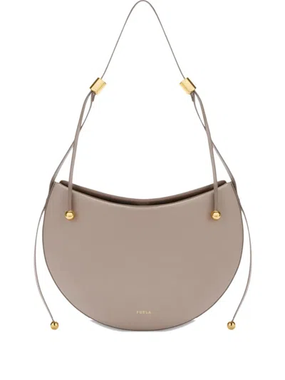 Furla " Moonstone" Calf Leather Medium Shoulder Bag In Nude