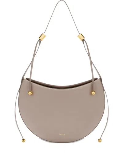 Furla " Moonstone" Calf Leather Medium Shoulder Bag In Nude