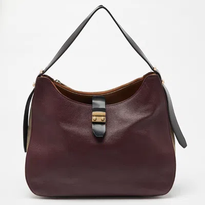 Pre-owned Furla Multicolor Leather And Suede Hobo