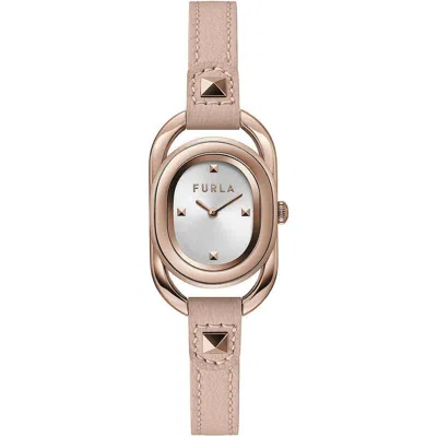 Furla Multicolor Leather Dress Watch In Gold