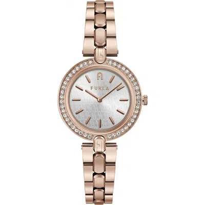 Furla Multicolor Stainless Steel Watch In Gold