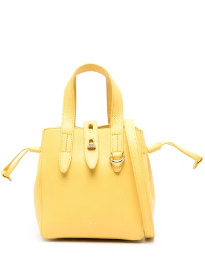 Furla Net Leather Tote Bag In Yellow