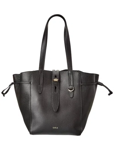 Furla Net Medium Leather Tote In Black