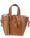 Furla Net Mini Leather Tote In Brown