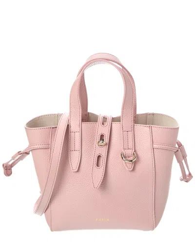 Furla Net Mini Leather Tote In Pink