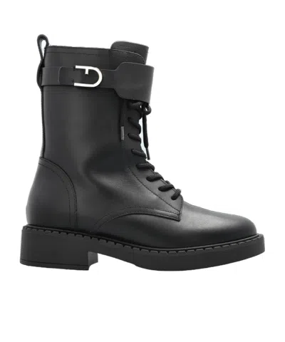 Furla New Legacy Lace-up Ankle Boots In Black