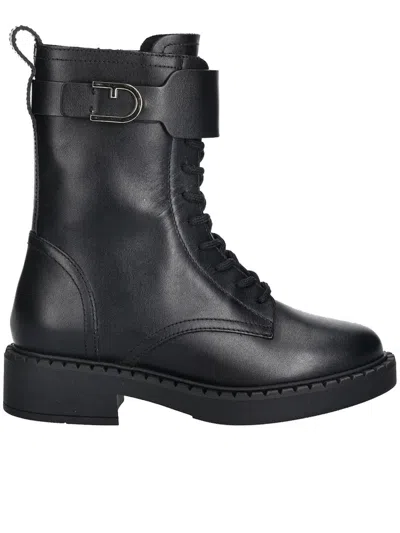 Furla Buckle-fastening Lace-up Boots In Black