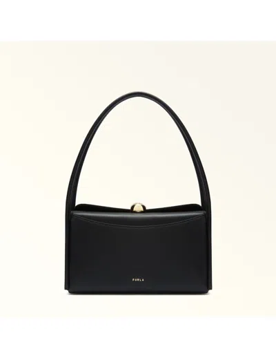 Furla Nicole Boston Leather Shoulder Bag In Black