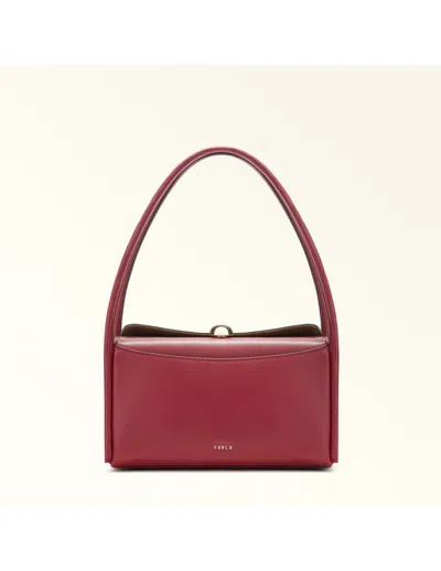 Furla Nicole Boston Leather Shoulder Bag In Burgundy