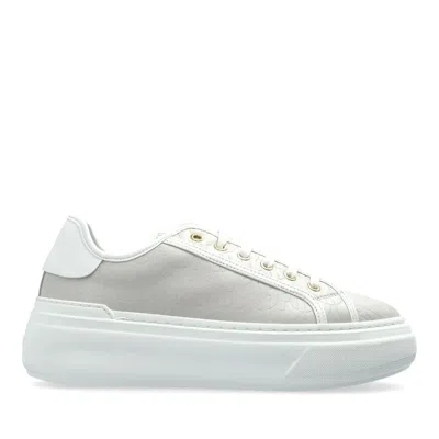 Furla Nuage Beige Embossed Pattern Leather Sneakers In White