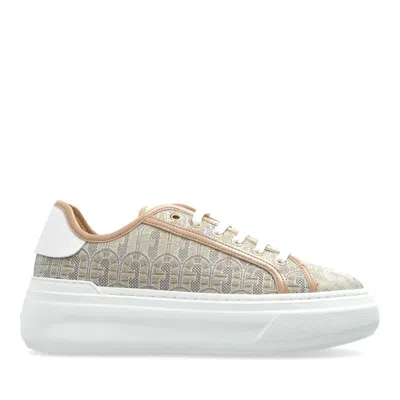 Furla Nuage Beige Patterned Geometric Platform Sneakers In Neutral