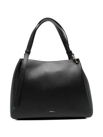 Furla Nuvola Grained-leather Tote Bag In Black