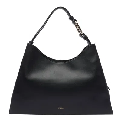 Furla Nuvola Leather Shoulder Bag In Black