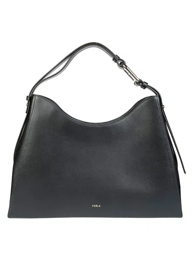 Furla Cloud Structured Hobo Bag With Metal Hardware In Black