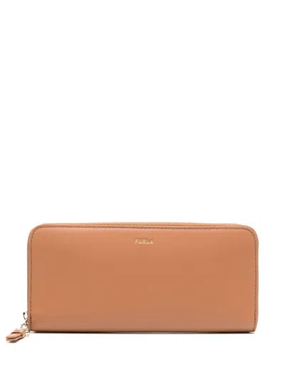 Furla Large Nuvola Leather Wallet In Brown