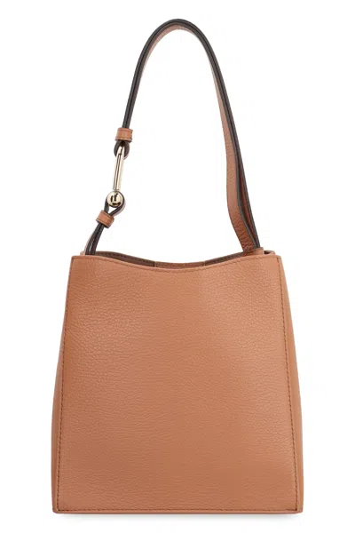 Furla Nuvola Leather Bucket Bag In Saddle Brown