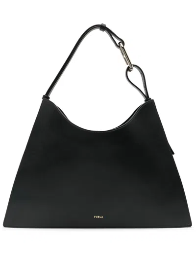 Furla Nuvola Leather Shoulder Bag In Black