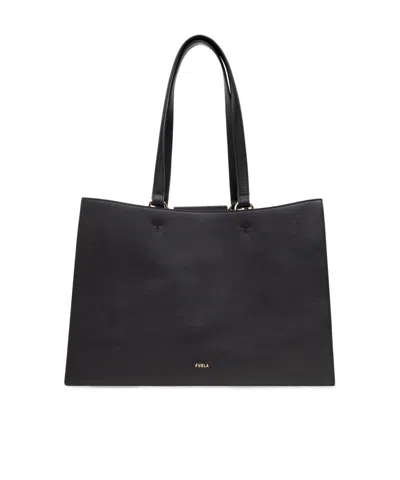 Furla Nuvola Logo Plaque Large Shopper Bag In Black