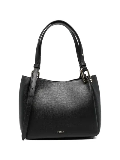 Furla Nuvola Medium Shoulder Bag Adjustable Strap In Black