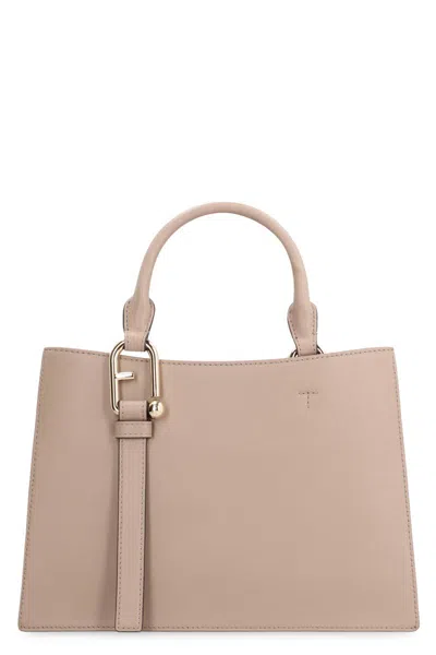 Furla Nuvola M Leather Handbag In Beige