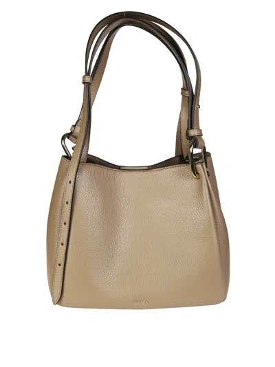 Furla Nuvola M Medium Pebbled Leather Tote Bag In Orange