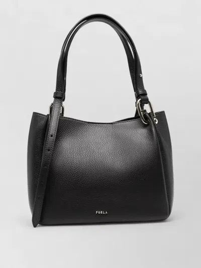 Furla Nuvola Medium Shoulder Bag Adjustable Strap In Black
