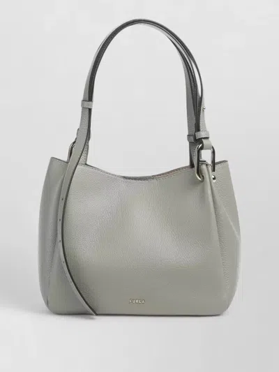 Furla Nuvola Medium Shoulder Bag Adjustable Strap In Gray