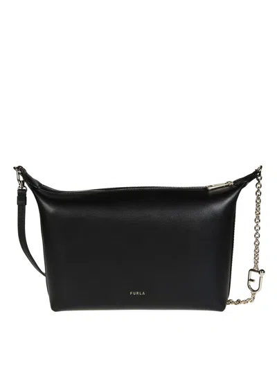 Furla Nuvola Mini Crossbody Hobo Bag In Black